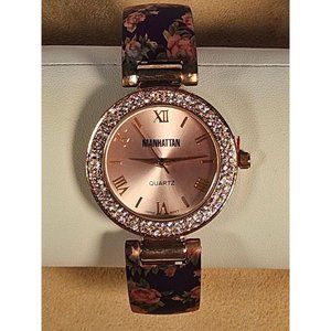 NIB Womens Croton Manhattan Watch with Bronze Tone Rhinestone Bezel
